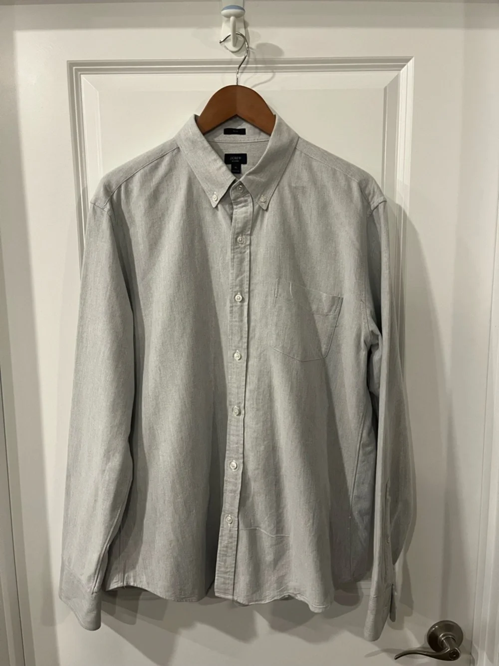 J. Crew Men's Light Gray Button-Down Oxford Shirt